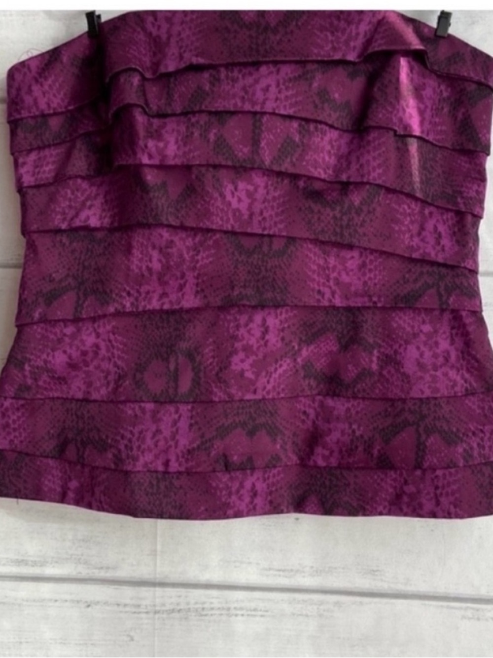 WHBM Purple Snake sprint tierred Bustier Top